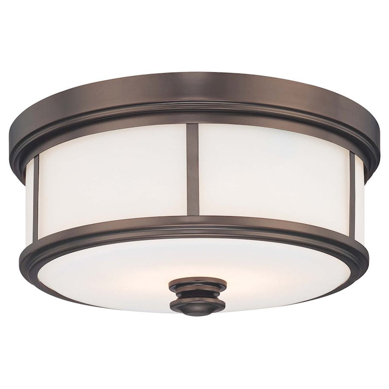 Minka Lavery Harvard Court 16in Flush Mount | Traditional Harvard Court Bronze and Etched White Glass | Hallway & Bedroom | Model 6368-281