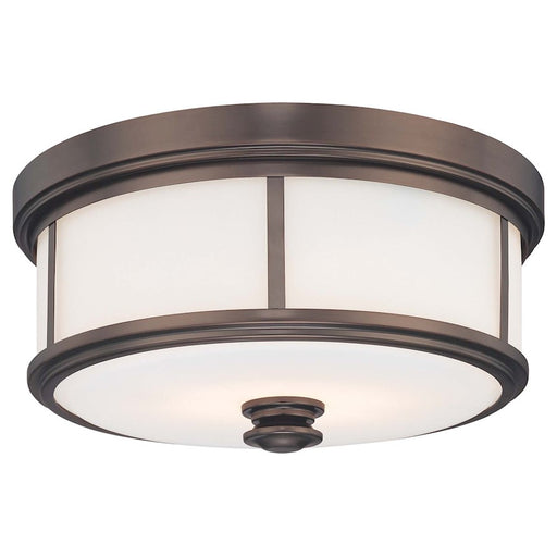Minka Lavery Harvard Court 16in Flush Mount | Traditional Harvard Court Bronze and Etched White Glass | Hallway & Bedroom | Model 6368-281