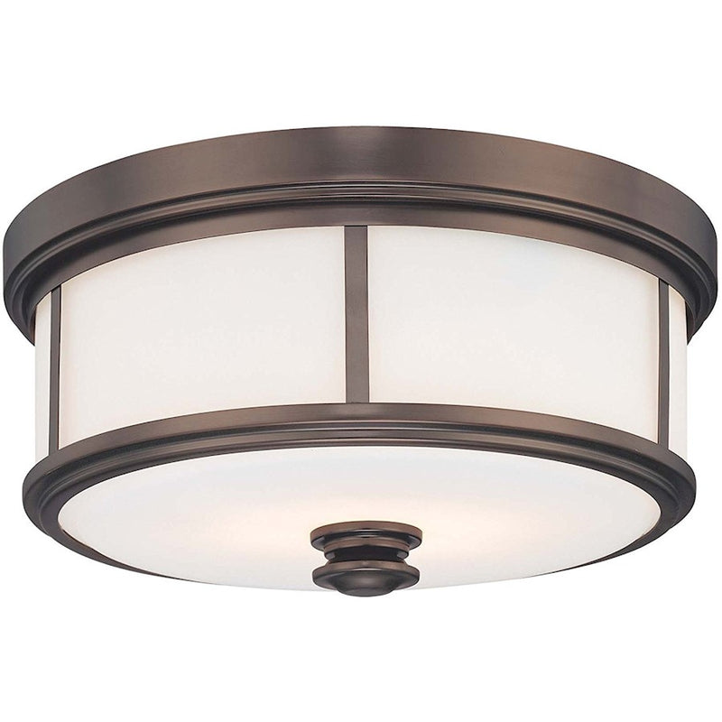 Minka Lavery Harvard Court 20in Flush Mount | Traditional Harvard Court Bronze and Etched Opal Glass | Hallway & Bedroom Ceiling | Model 6369-281