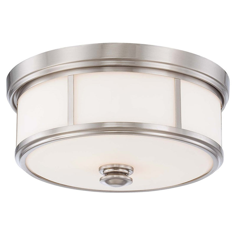 Minka Lavery Harvard Court 20in Flush Mount | Traditional Brushed Nickel and Etched Opal Glass | Hallway & Bedroom Ceiling Light | Model 6369-84