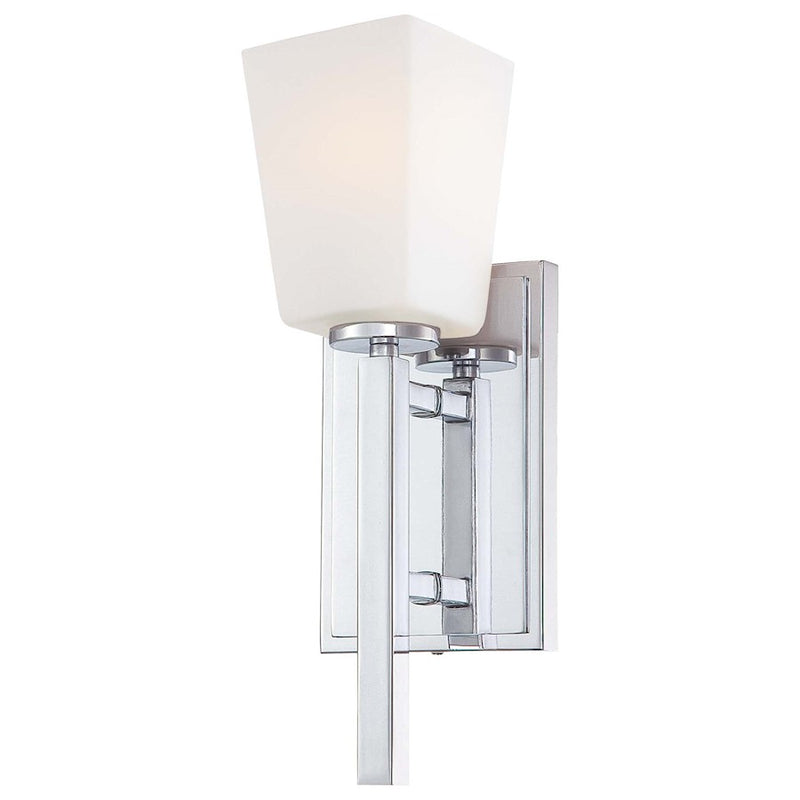 Minka Lavery City Square 1-Light Wall Sconce | Transitional Chrome Metal | Hallway & Bathroom Accent | 5 x 4 x 14 in | Model 6540-77