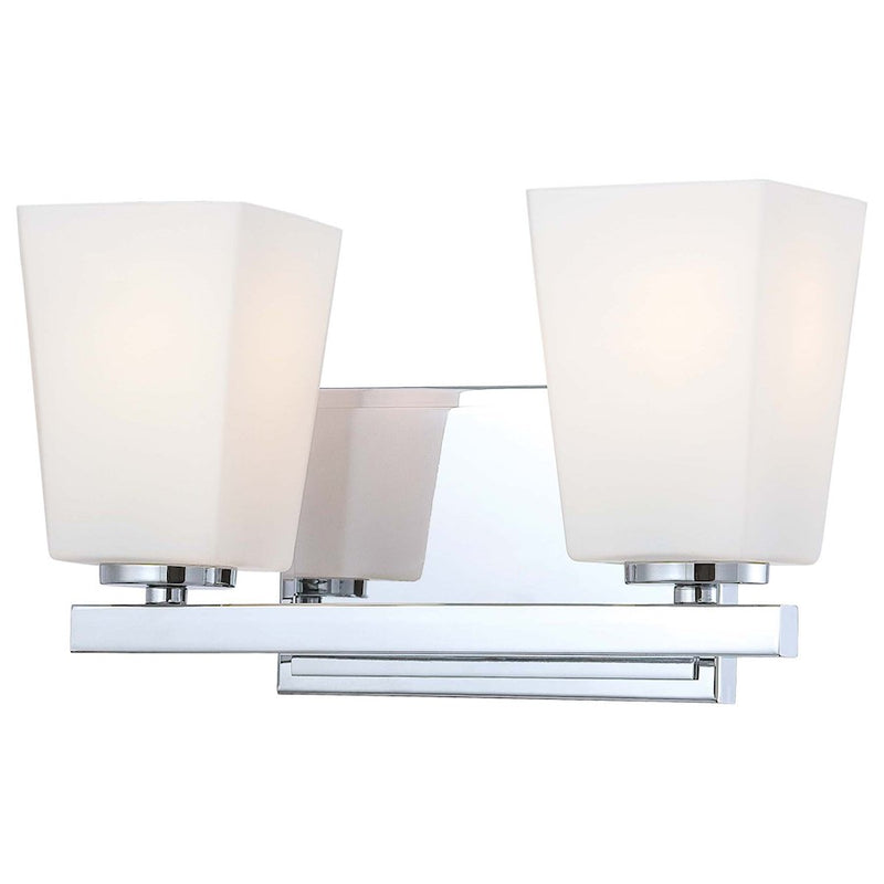 Minka Lavery City Square 2-Light Bath Vanity Light | Transitional Chrome Steel | Bathroom Vanity & Powder Room | 12 x 5 x 7 in | Model 6542-77