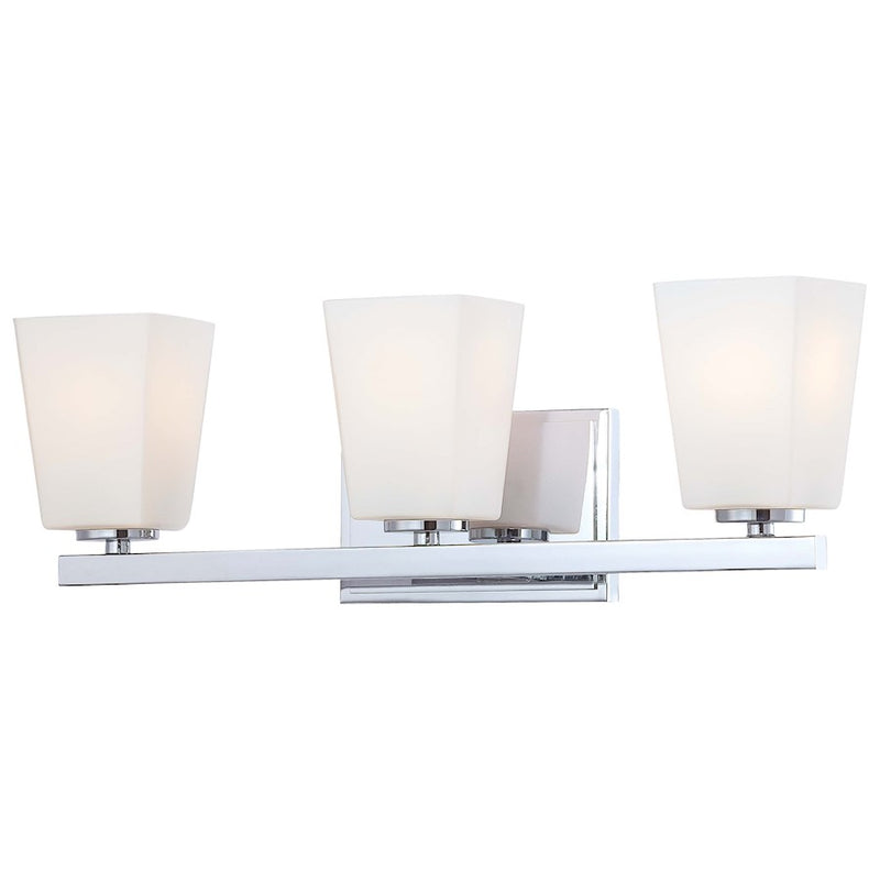 Minka Lavery City Square 21in 3-Light Bath Vanity Light | Transitional Chrome | Bathroom Vanity | 21 x 5 x 7 in | Model 6543-77