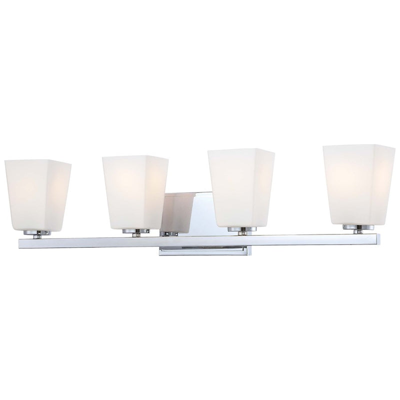Minka Lavery City Square 29in 4-Light Bath Vanity | Transitional Chrome Metal | Bathroom & Powder Room | 29 x 5 x 7 in | Model 6544-77