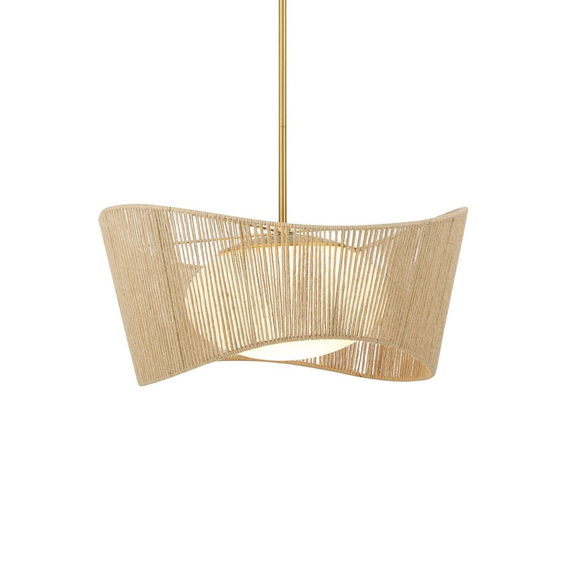 Minka Lavery Key Largo 10in 1-Light Mini Pendant | Soft Brass Steel Glass and Rope | Kitchen Island & Dining Room | 10 x 7.5 in | Model 6573-695