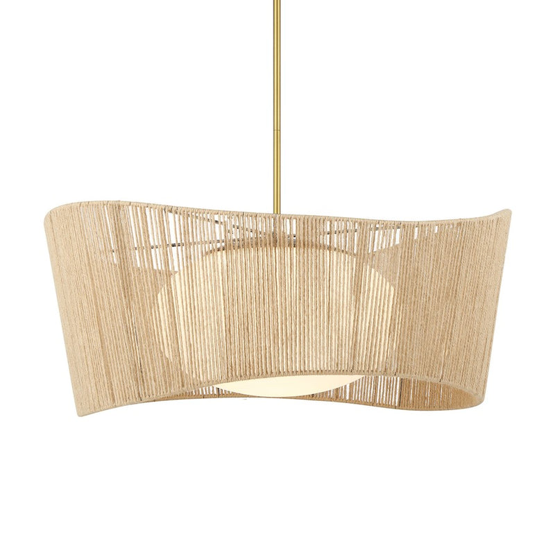 Minka Lavery Key Largo 10in 1-Light Mini Pendant | Soft Brass Steel Glass and Rope | Kitchen Island & Dining Room | 10 x 7.5 in | Model 6573-695