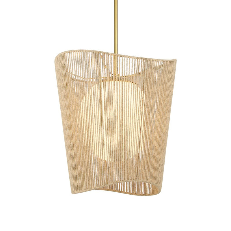 Minka Lavery Key Largo 10in 1-Light Mini Pendant | Soft Brass Steel Glass and Rope | Kitchen Island & Dining Room | 10 x 7.5 in | Model 6573-695