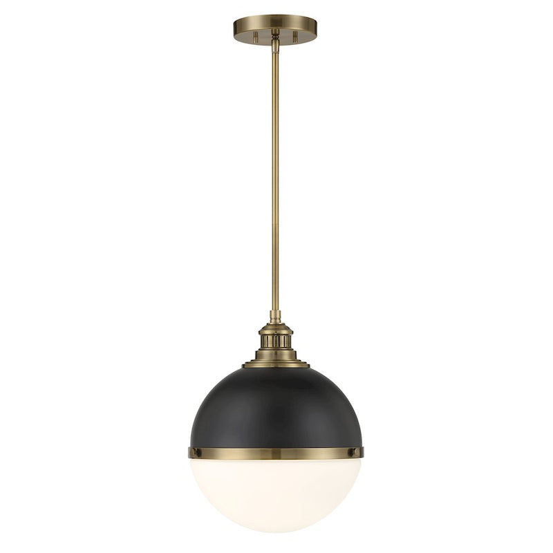 Minka Lavery Vorey 13in 1-Light Pendant | Contemporary Coal and Oxidized Aged Brass | Kitchen Island & Dining Room | 13 x 13 x 15 in | Model 6605-885