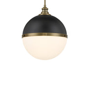 Minka Lavery Vorey 15in 1-Light Pendant | Industrial Aged Brass and Etched Opal Glass | Kitchen Island & Dining Room | Model 6605-923