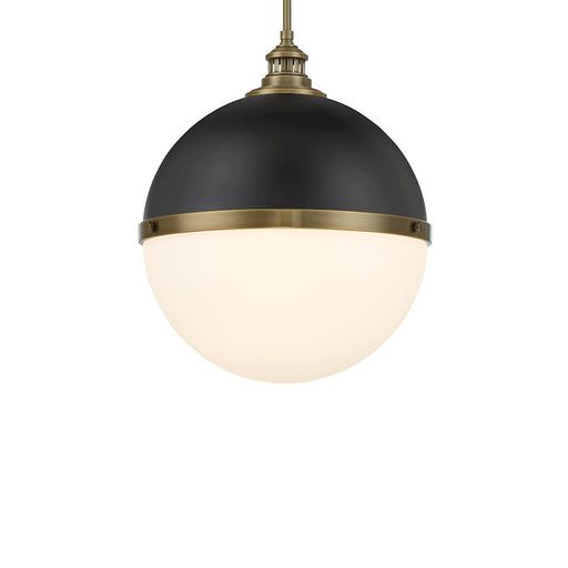 Minka Lavery Vorey 20in 1-Light Pendant | Industrial Coal and Oxidized Aged Brass Steel with Etched Opal Glass | Kitchen Island & | Model 6606-885
