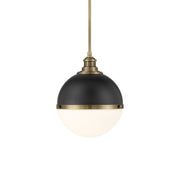 Minka Lavery Vorey 20in 1-Light Pendant | Industrial Coal and Oxidized Aged Brass Steel with Etched Opal Glass | Kitchen Island & | Model 6606-885
