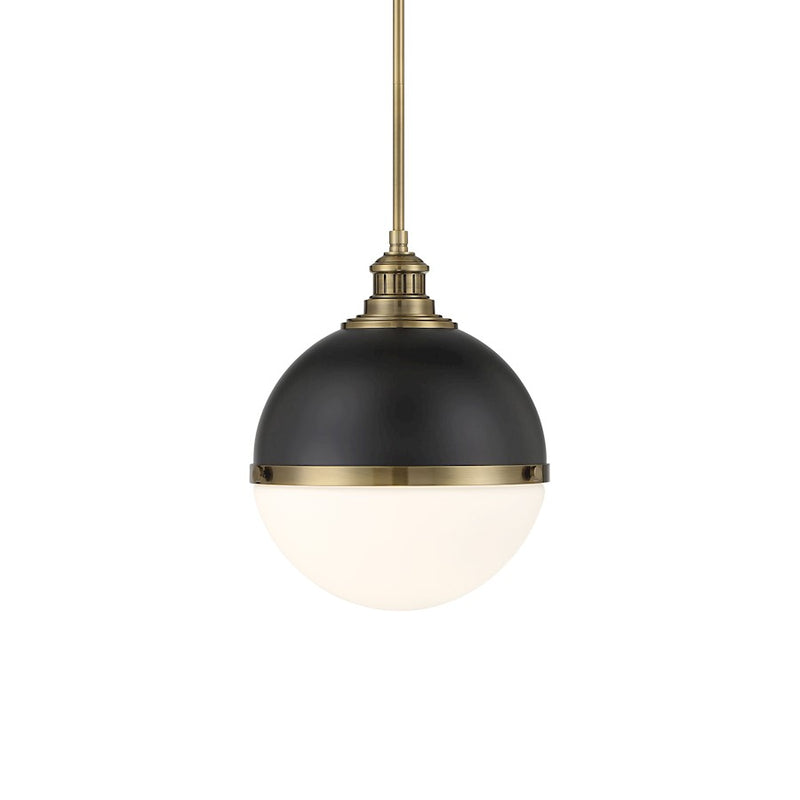 Minka Lavery Vorey 17in 1-Light Pendant | Industrial Oxidized Aged Brass and Etched Opal Glass | Kitchen Island & Covered Patio | Model 6606-923