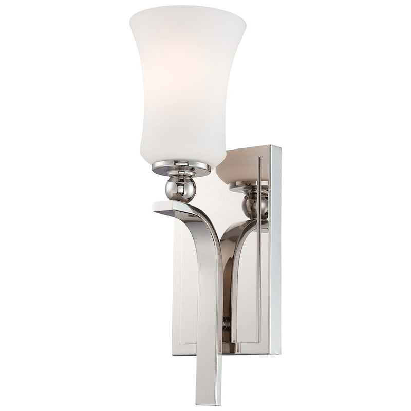 Minka Lavery Ameswood 1-Light Wall Sconce | Transitional Polished Nickel | Hallway & Bedroom Accent | 4 x 6 x 14 in | Model 6621-613
