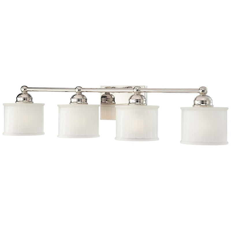 Minka Lavery 1730 Series 32in 4-Light Bathroom Vanity Light | Transitional Polished Nickel and Clear Glass | Bathroom Vanity | Model 6734-1-613