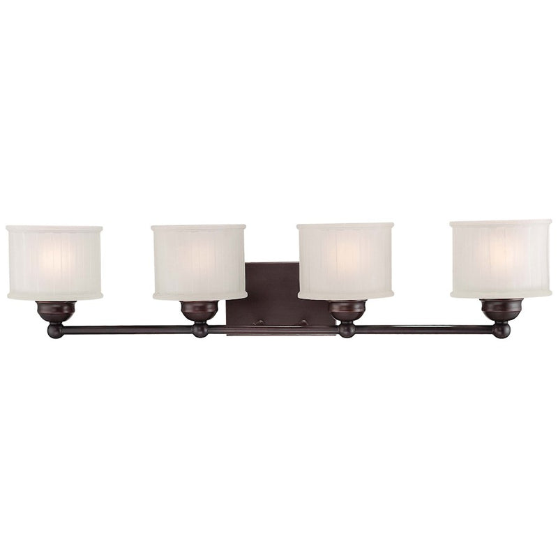 Minka Lavery 1730 Series 32in 4-Light Bathroom Vanity Light | Transitional Lathan Bronze and Clear Glass | Bathroom Vanity | Model 6734-167