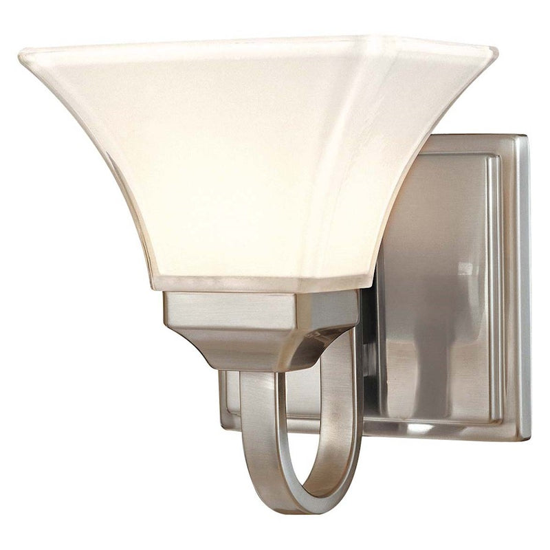 Minka Lavery Agilis 8in 1-Light Bath Vanity Light | Contemporary Brushed Nickel and White Glass | Bathroom & Powder Room Vanity | Model 6811-84