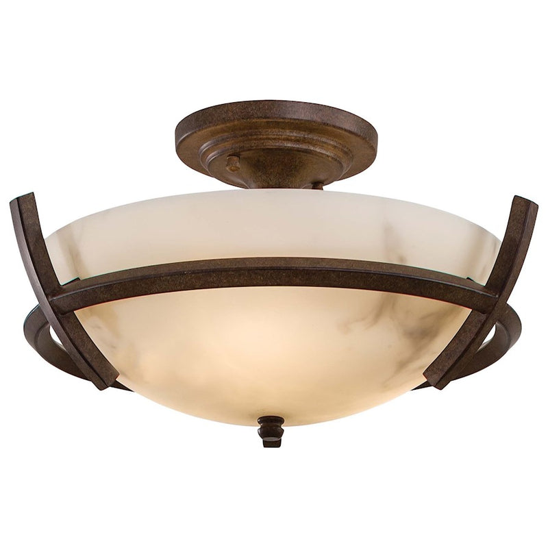 Minka Lavery Calavera 14in 3-Light Semi-Flush Mount | Nutmeg Bronze and Stone | Hallway & Bedroom | 14 x 7.75 in | Model 687-14