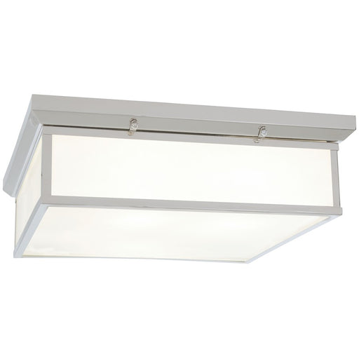 Minka Lavery Harvard Court 20in 1-Light LED Flush Mount | Chrome Steel and White Glass | Bedroom & Hallway | 20 x 20 x 6 in | Model 6917-77-L