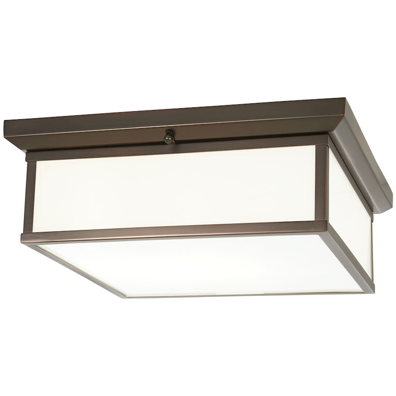 Minka Lavery 1-Light LED Flush Mount | Industrial Harvard Court Bronze Steel & White Glass | Hallway & Kitchen Ceiling | Model 6918-281-L