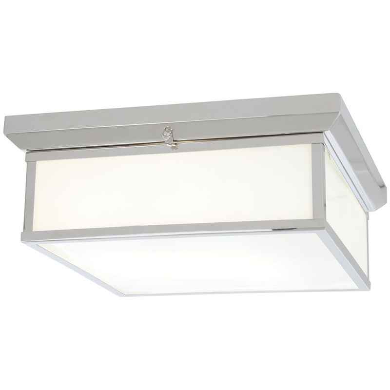 Minka Lavery 6918-77-L 16in 1-Light LED Flush Mount | Minimalist Chrome and White Glass | Hallway & Bedroom | 16 x 16 x 6 in | Model 6918-77-L
