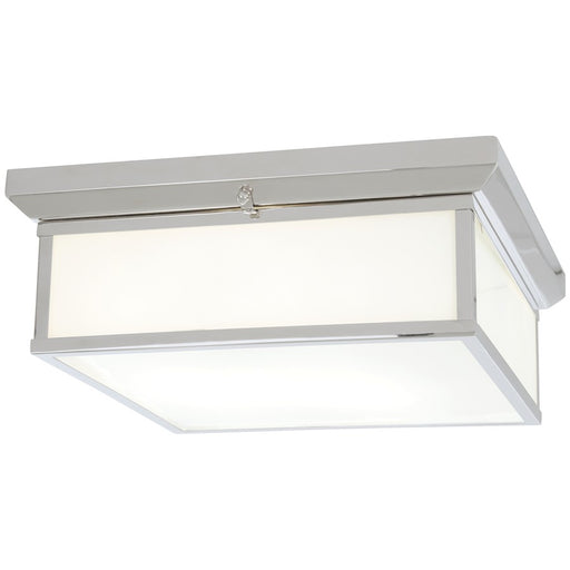 Minka Lavery 6918-77-L 16in 1-Light LED Flush Mount | Minimalist Chrome and White Glass | Hallway & Bedroom | 16 x 16 x 6 in | Model 6918-77-L