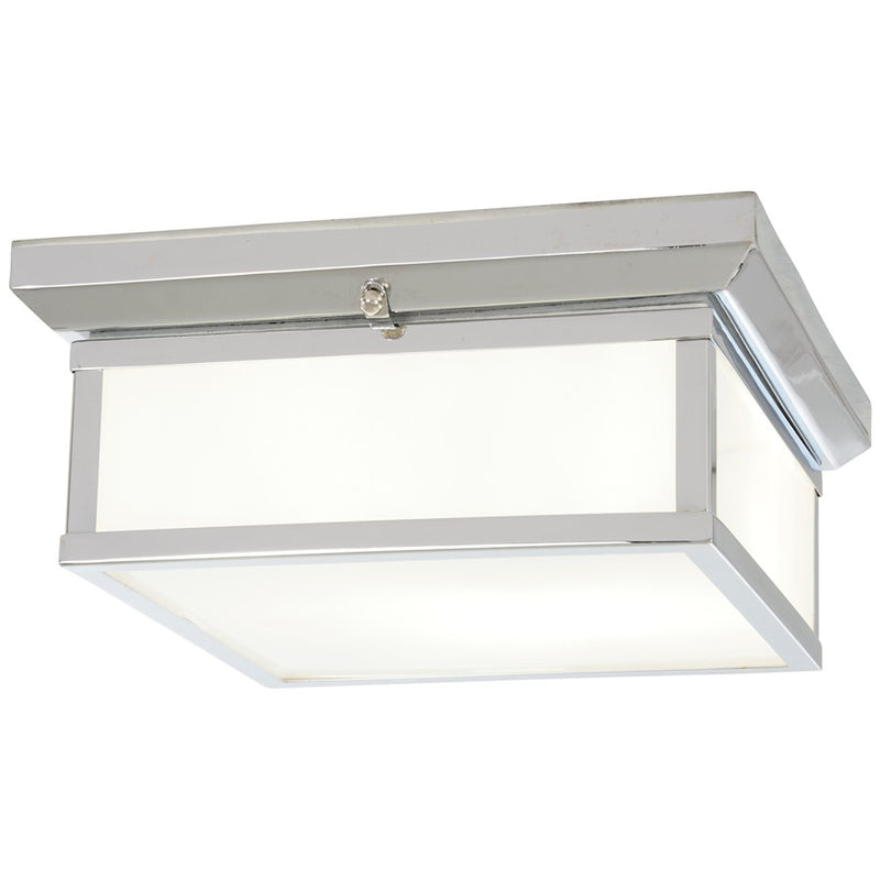 Minka Lavery 13in 2-Light Flush Mount | Modern Chrome and White Glass | Kitchen & Hallway | 13 x 13 x 5.5 in | Model 6919-77