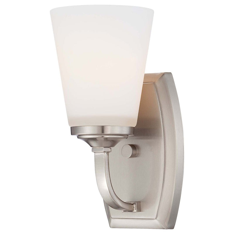 Minka Lavery Overland Park 1-Light Bath Vanity Light | Transitional Brushed Nickel | Bathroom Vanity | 9 in H | Model 6961-84