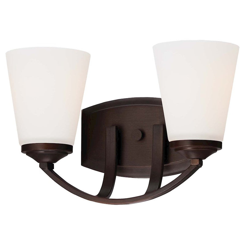 Minka Lavery Overland Park 13in 2-Light Bath Vanity | Transitional Vintage Bronze Steel | Bathroom & Powder Room | 13 x 6 x 8 in | Model 6962-284