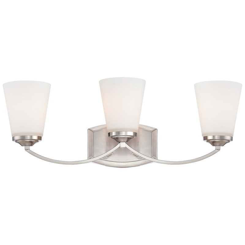Minka Lavery Overland Park 23in 3-Light Bath Vanity Light | Transitional Brushed Nickel | Bathroom Vanity | 23 x 6 x 8 in | Model 6963-84