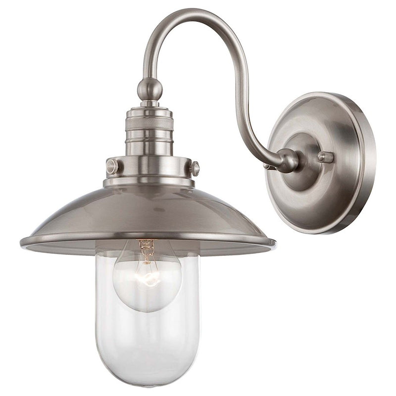 Minka Lavery Downtown Edison 8in 1-Light Wall Sconce | Industrial Brushed Nickel | Hallway & Living Room Accent | 13in H | Model 71162-84