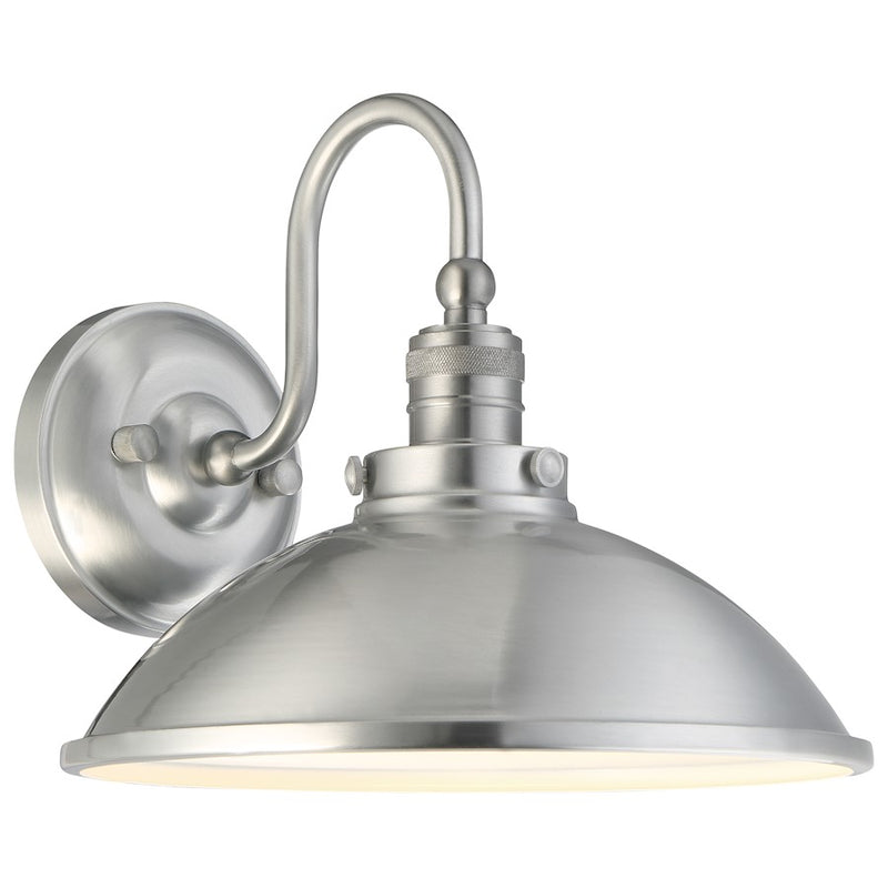 Minka Laver Baytree Lane 11in 1-Light Outdoor Wall Sconce | Transitional Brushed Stainless Steel and Clear Glass | Covered | Model 71169-A144-L
