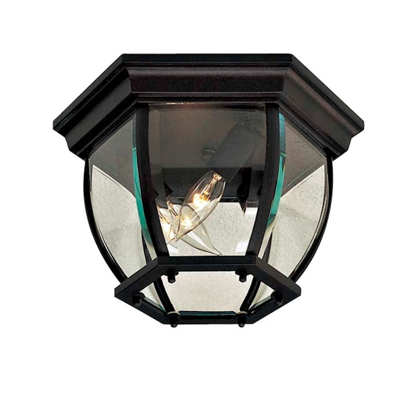 Minka Laver Wyndmere 3-Light Flush Mount | Industrial Black | Covered Patio & Entryway Ceiling Light | 11 x 11 x 7 in | Model 71174-66