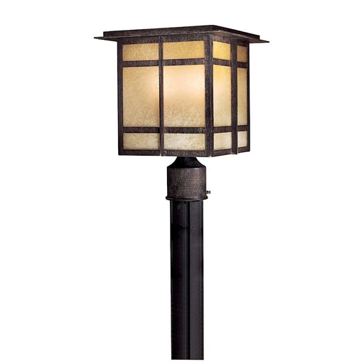 Minka Laver Delancy 10in 1-Light Post Mount | Transitional Iron Oxide and French Scavo Glass | Driveways & Gardens | Model 71196-A357-PL