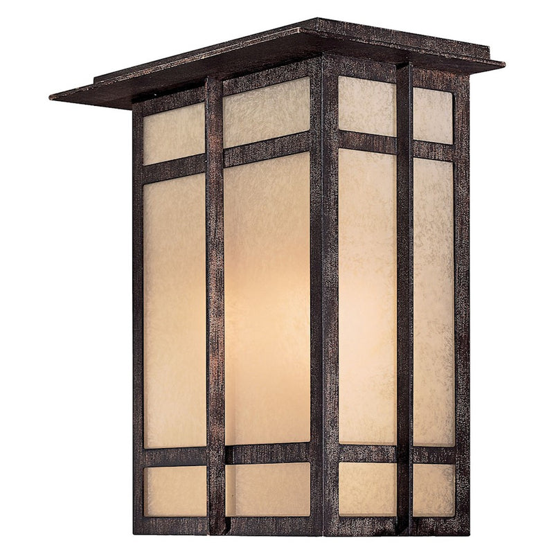 Minka Lavery Delancy 2-Light Pocket Lantern Wall Sconce | Mission Iron Oxide and Double French Scavo Glass | Entryway & Hallway | Model 71198-A357-PL