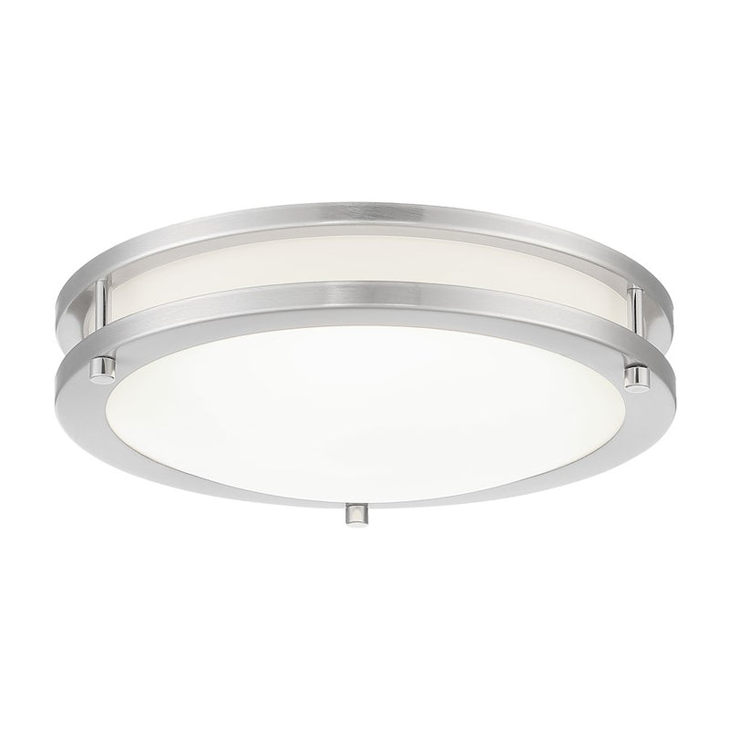 Minka Lavery LED 12in Flush Mount | Brushed Nickel and White Glass | Hallway & Bedroom Ceiling Light | 12 x 12 x 3 in | Model 712-84-L