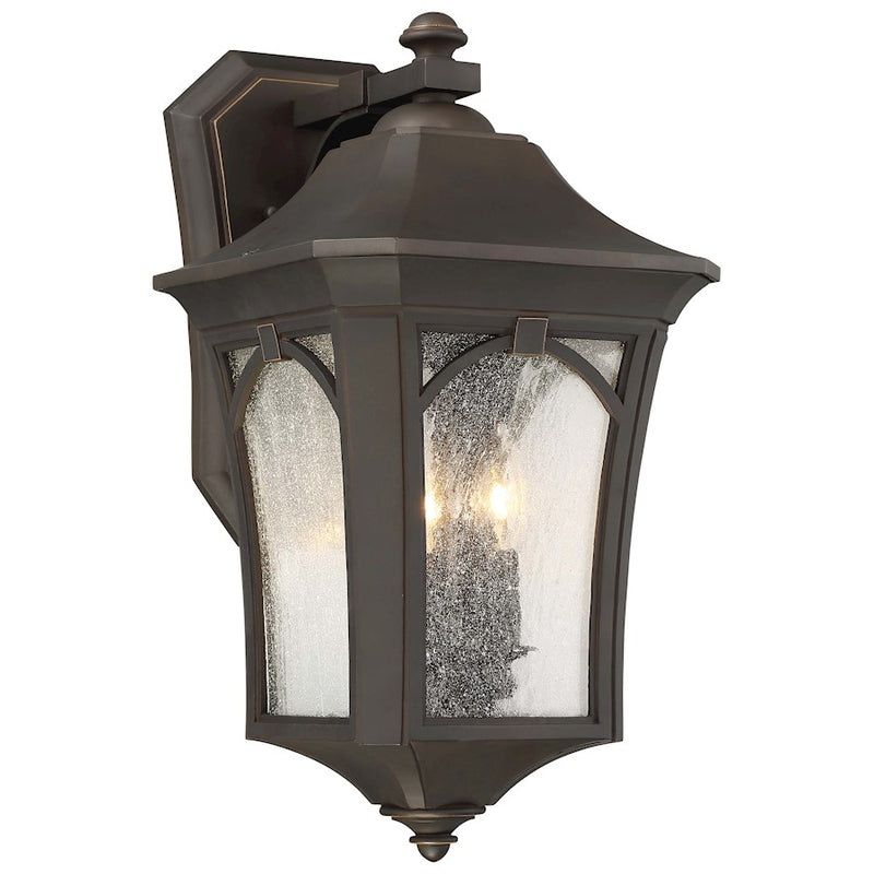 Minka Lavery Solida 10in 3-Light Outdoor Wall Sconce | Traditional Oil Rubbed Bronze with Gold and Seeded Glass | Porch & Entryway | Model 71213-143C