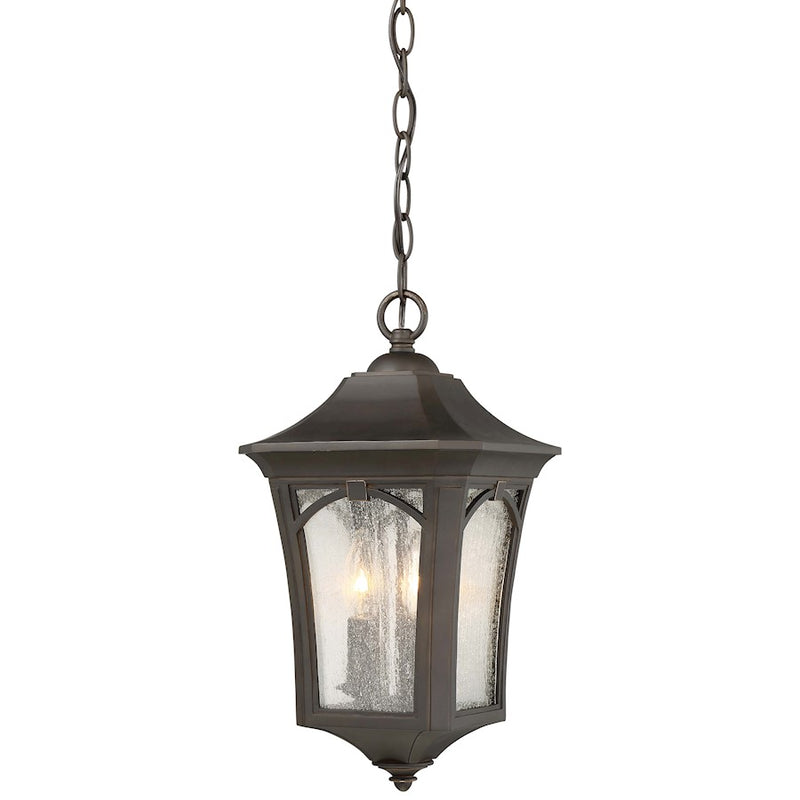 Minka Lavery Solida Chain Hung Lantern | Oil Rubbed Bronze and Gold Metal with Clear Seeded Glass | Covered Porch & Entryway | Model 71214-143C