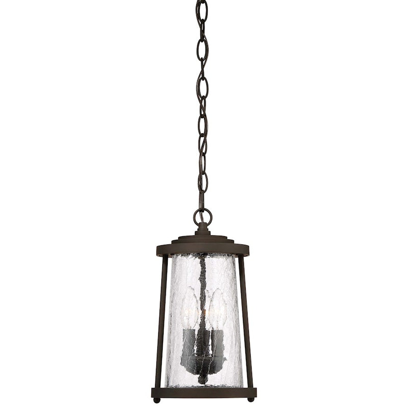 Minka Lavery Haverford Grove 7in 3-Light Outdoor Pendant | Transitional Oil Rubbed Bronze and Crackled Clear Glass | Covered Porch | Model 71224-143
