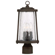 Minka Lavery Haverford Grove 7in 3-Light Outdoor Post Light | Transitional Oil Rubbed Bronze and Crackled Clear Glass | Driveway & | Model 71226-143