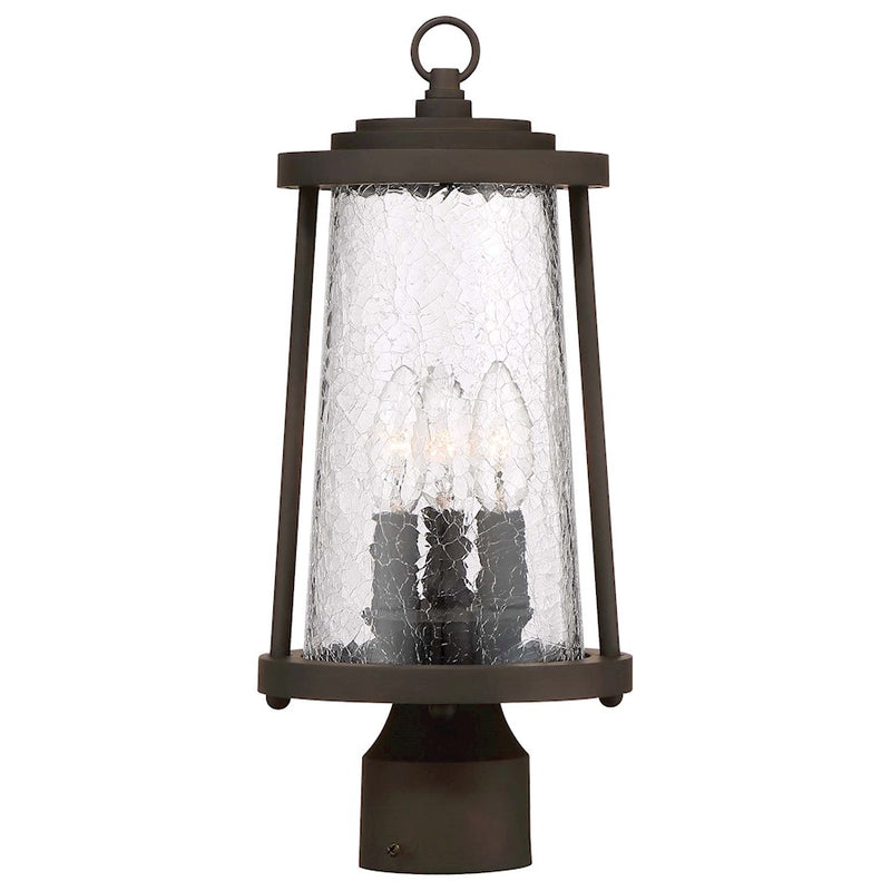 Minka Lavery Haverford Grove 7in 3-Light Outdoor Post Light | Transitional Oil Rubbed Bronze and Crackled Clear Glass | Driveway | Model 71226-143