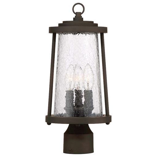 Minka Lavery Haverford Grove 7in 3-Light Outdoor Post Light | Transitional Oil Rubbed Bronze and Crackled Clear Glass | Driveway & | Model 71226-143