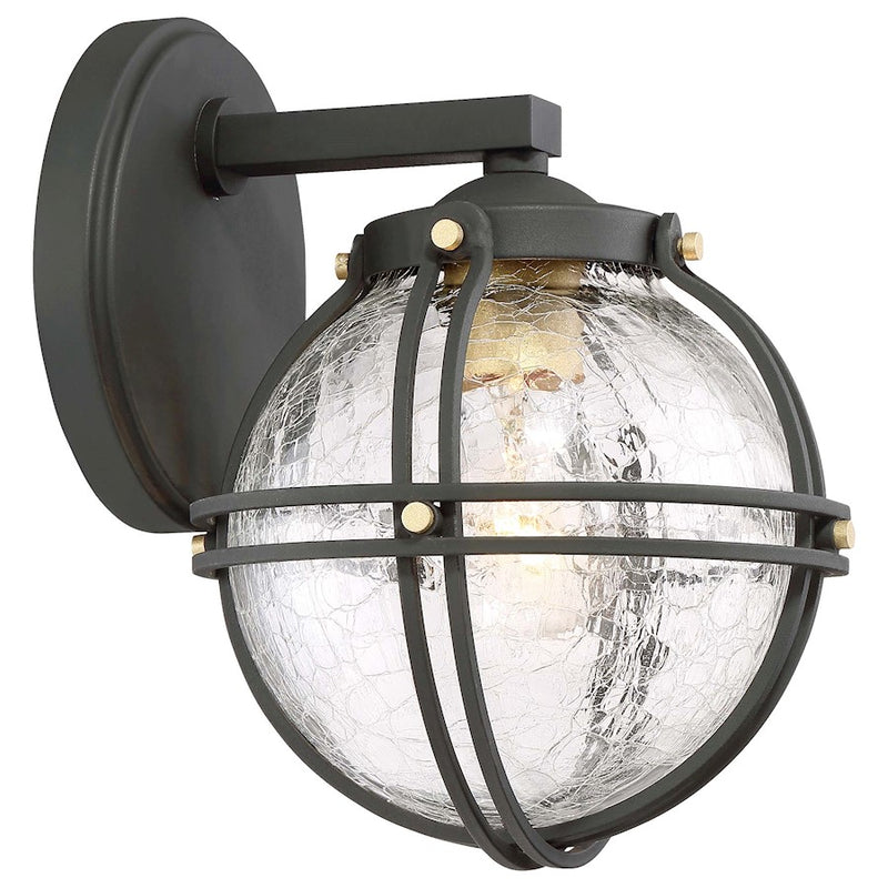 Minka Lavery Rond Outdoor Wall Sconce | Black Metal and Honey Gold with Clear Glass | Modern Entryway & Patio | 7.5 x 7.5 x 9.75 in | Model 71231-661