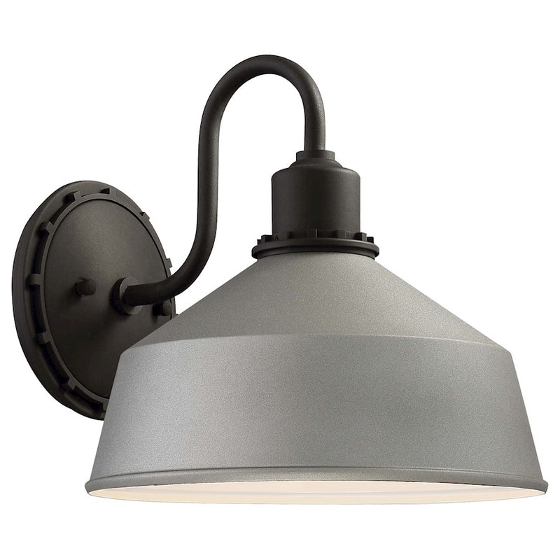 Minka Lavery Mantiel 10in 1-Light Outdoor Wall Sconce | Industrial Sand Silver Metal | Covered Porch & Entryway | 10 x 10 x 10 in | Model 71242-295