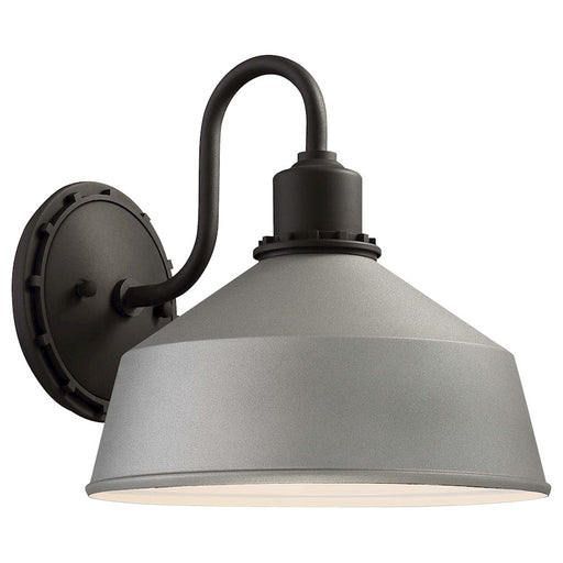 Minka Lavery Mantiel 10in 1-Light Outdoor Wall Sconce | Industrial Sand Silver Metal | Covered Porch & Entryway | 10 x 10 x 10 in | Model 71242-295