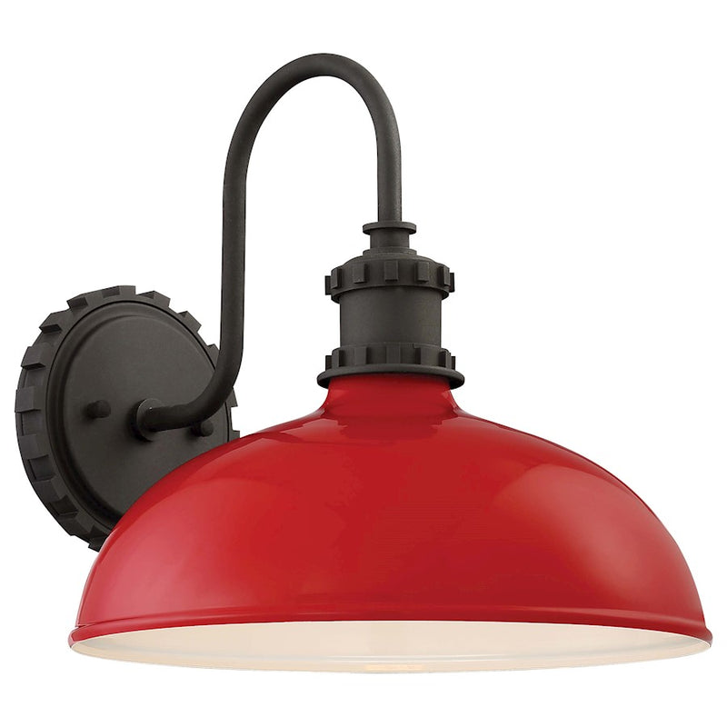 Minka Lavery Escudilla Outdoor Wall Mount | Industrial Red Glass and Weather-Resistant Steel | Covered Patio & Entryway | Model 71251-640