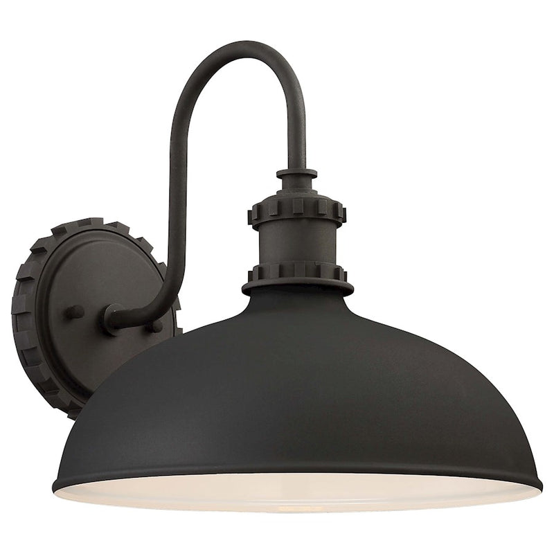 Minka Lavery Escudilla 12in 1-Light Outdoor Wall Sconce | Industrial Black Finish | Covered Patio & Entryway | 12 x 12 x 12 in | Model 71251-66