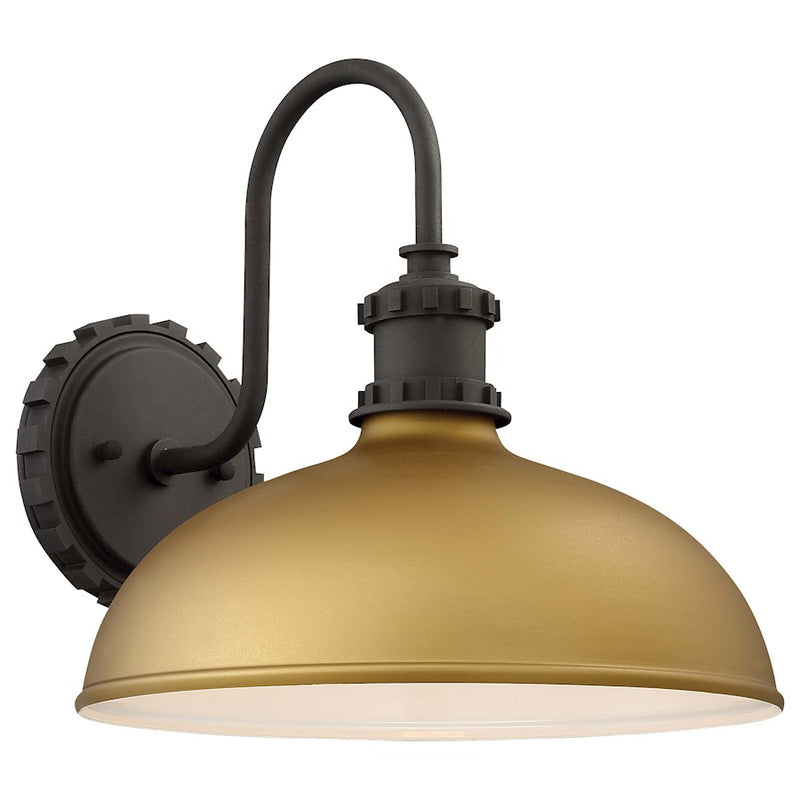 Minka Lavery Escudilla 12in 1-Light Outdoor Wall Sconce | Industrial Painted Honey Gold Aluminum | Covered Patio & Entryway | Model 71251-663