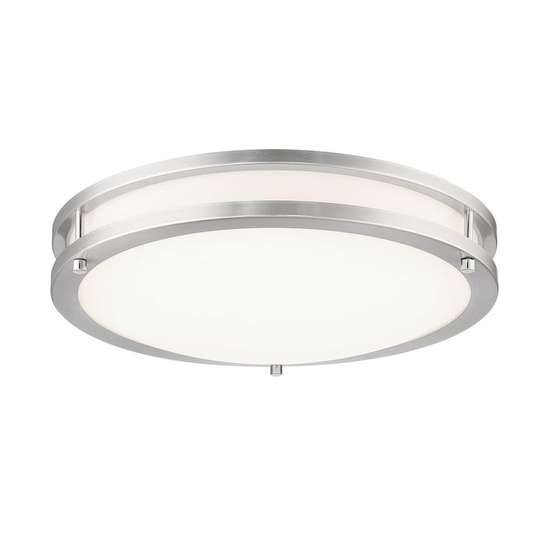 Minka Lavery LED 13.75in Flush Mount | Brushed Nickel and White Glass | Bedroom & Hallway Ceiling Light | Dimmable, 14in W x 4in H | Model 714-84-L