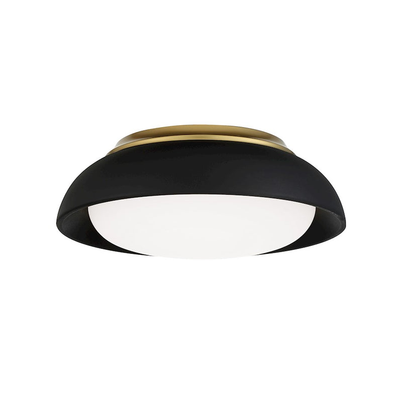 Minka Lavery LED 12in Flush Mount | Coal/Honey Gold Highlight and White Glass | Bedroom & Hallway Ceiling Light | 12 x 12 x 5 in | Model 718-661-L