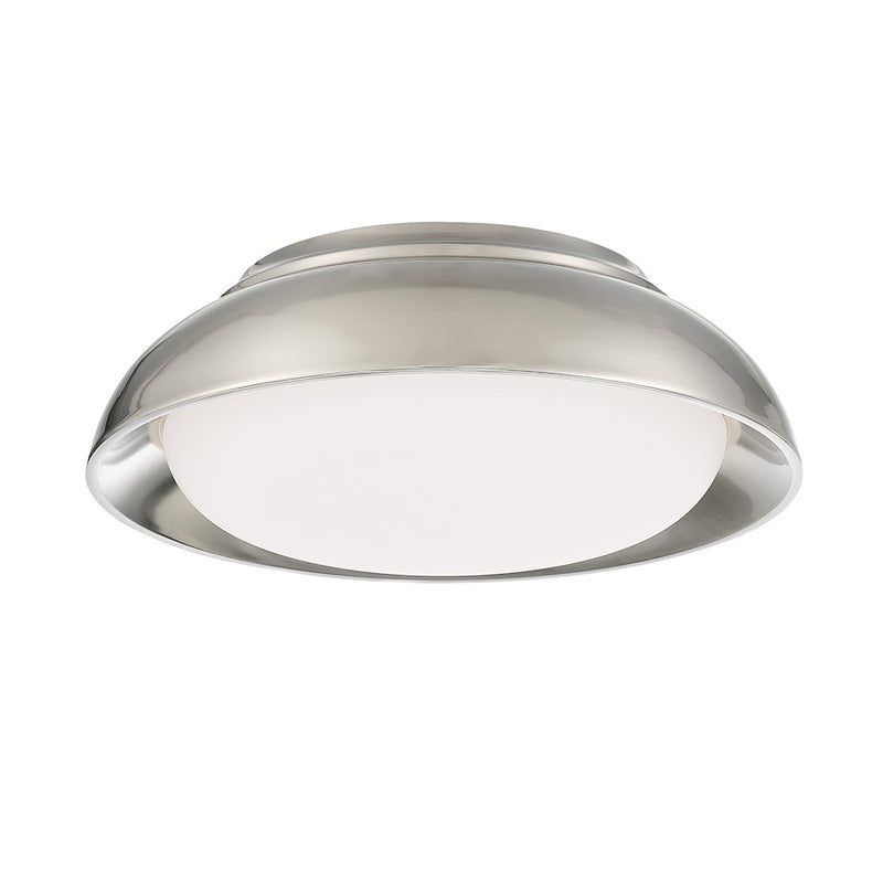 Minka Lavery 12in LED Flush Mount | Modern Brushed Nickel and White Glass | Hallway & Closet Ceiling Light | 12 x 12 x 4.63 in | Model 718-84-L